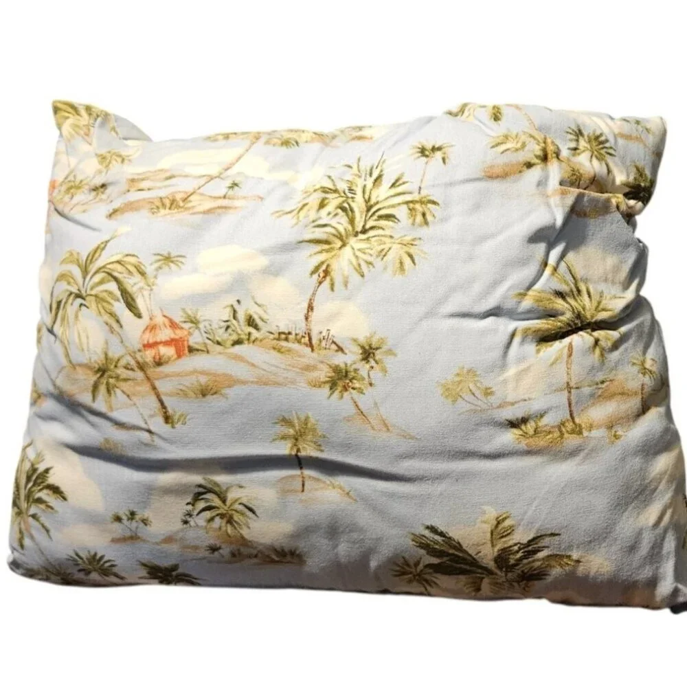 5 pc King Bed Sham Set Tropical Palm Fashion On 5th Cotton Light Blue Green Read
